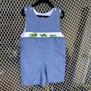 Blue Baby Boy's Smocked Onsie Shortall Jon Jon